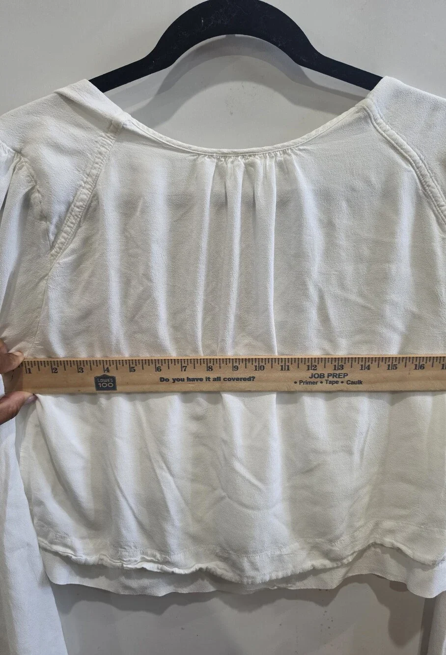 Free People White V Neck Bell Sleeve Cropped Boho Blouse Top Size M